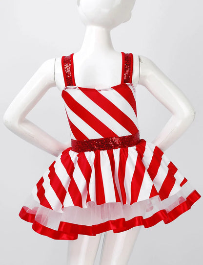 Candy Cane Santa Claus Leotard Dress