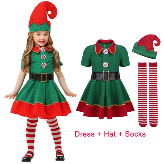 Green Elf Girls christmas Costume